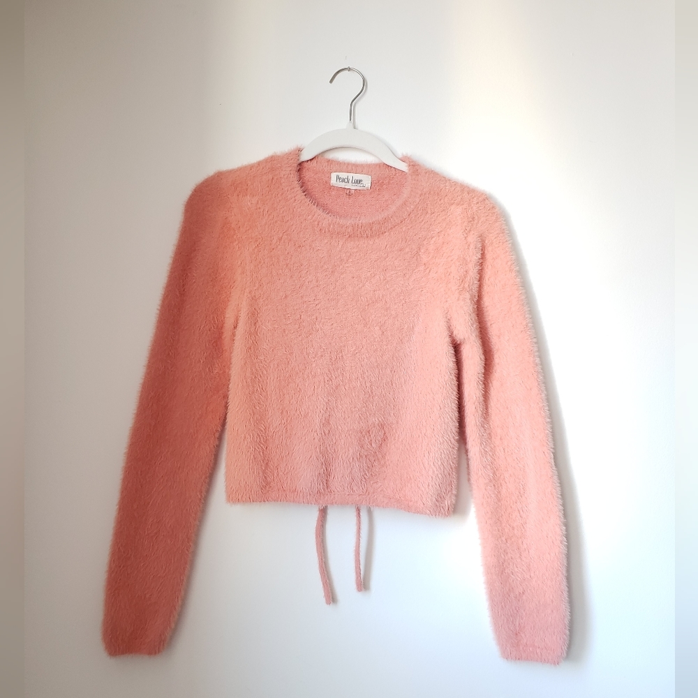 Peach Love California Open Tie Back Sweater